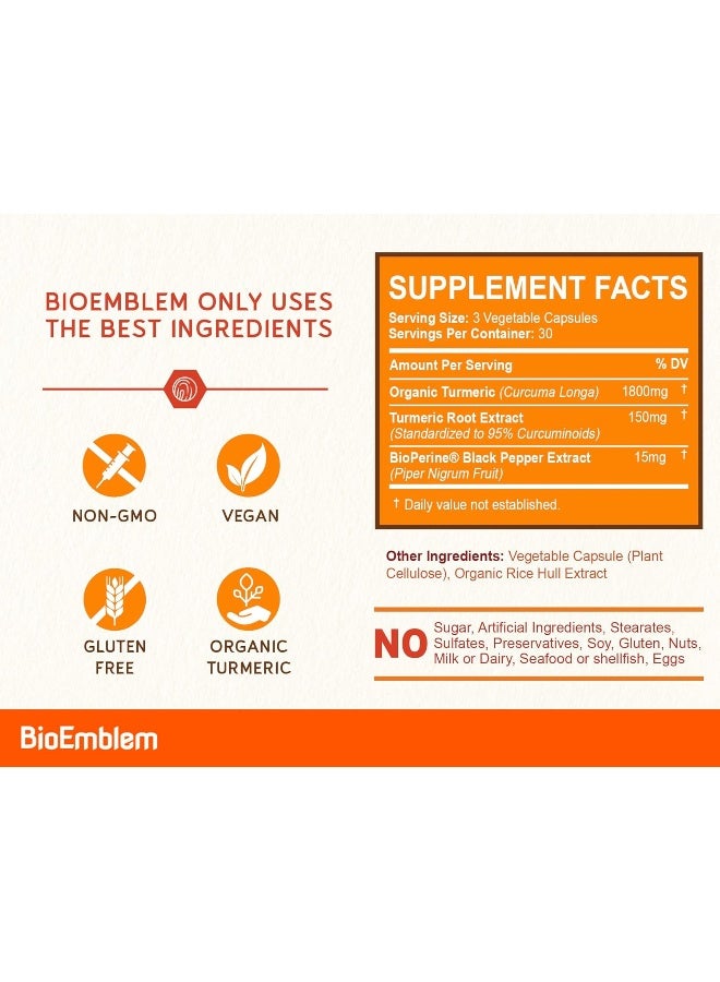 BioEmblem Turmeric Curcumin Supplement with BioPerine Joint Support & Anti-Inflammatory - Image 3